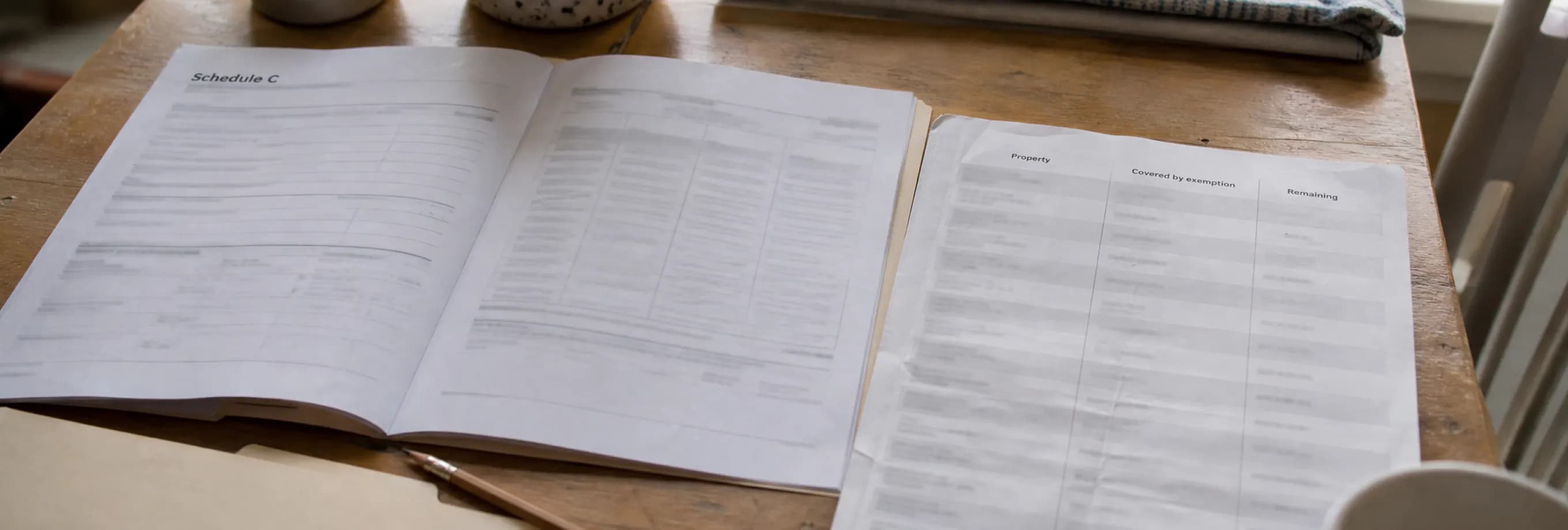 Schedule C open beside a list of property