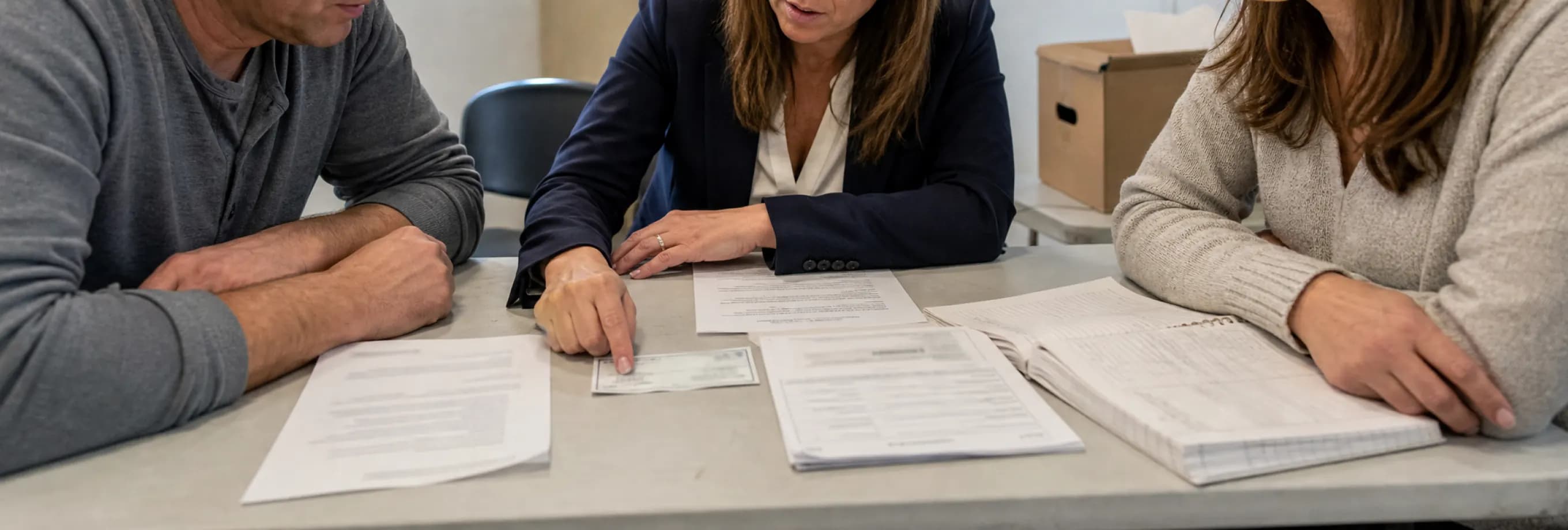 A couple and an attorney tracing one insurance check from coverage letter to lender endorsement